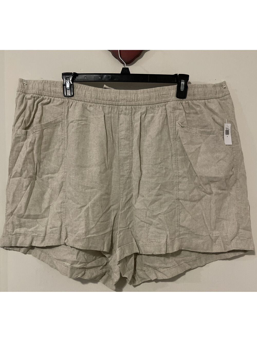 Old Navy Womens 4x Beige Linen High-Rise Pull-On Shorts NWT! A4558